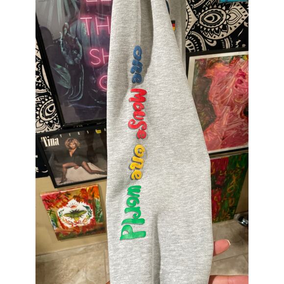 Rare Vintage Mickey Mouse Disney World Epcot Gray Zip Up Hoodie Puff Print M - Picture 3 of 8